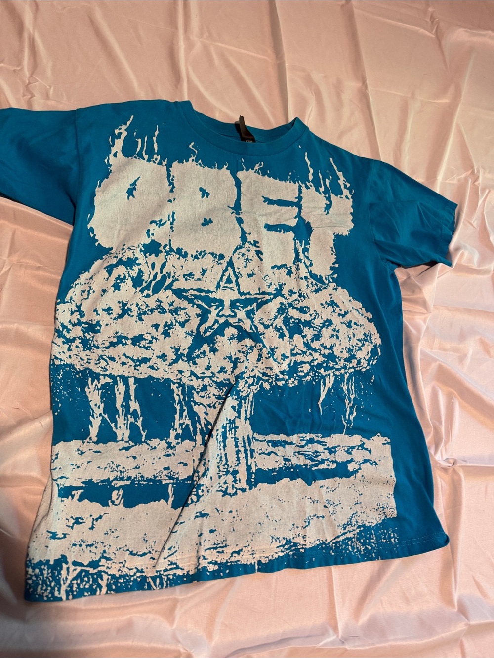 Blue Graphic Mens Tee with White Print